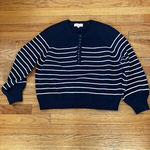 Sezane Léontine Jumper Navy and White